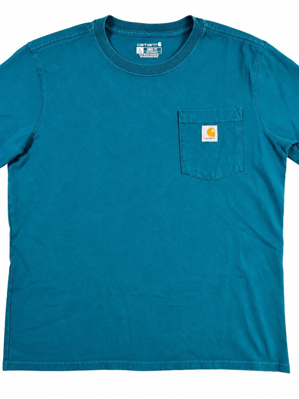 Carhartt Women’s L Teal Blue Loose Fit Pocket Tee Workwear Streetwear Casual